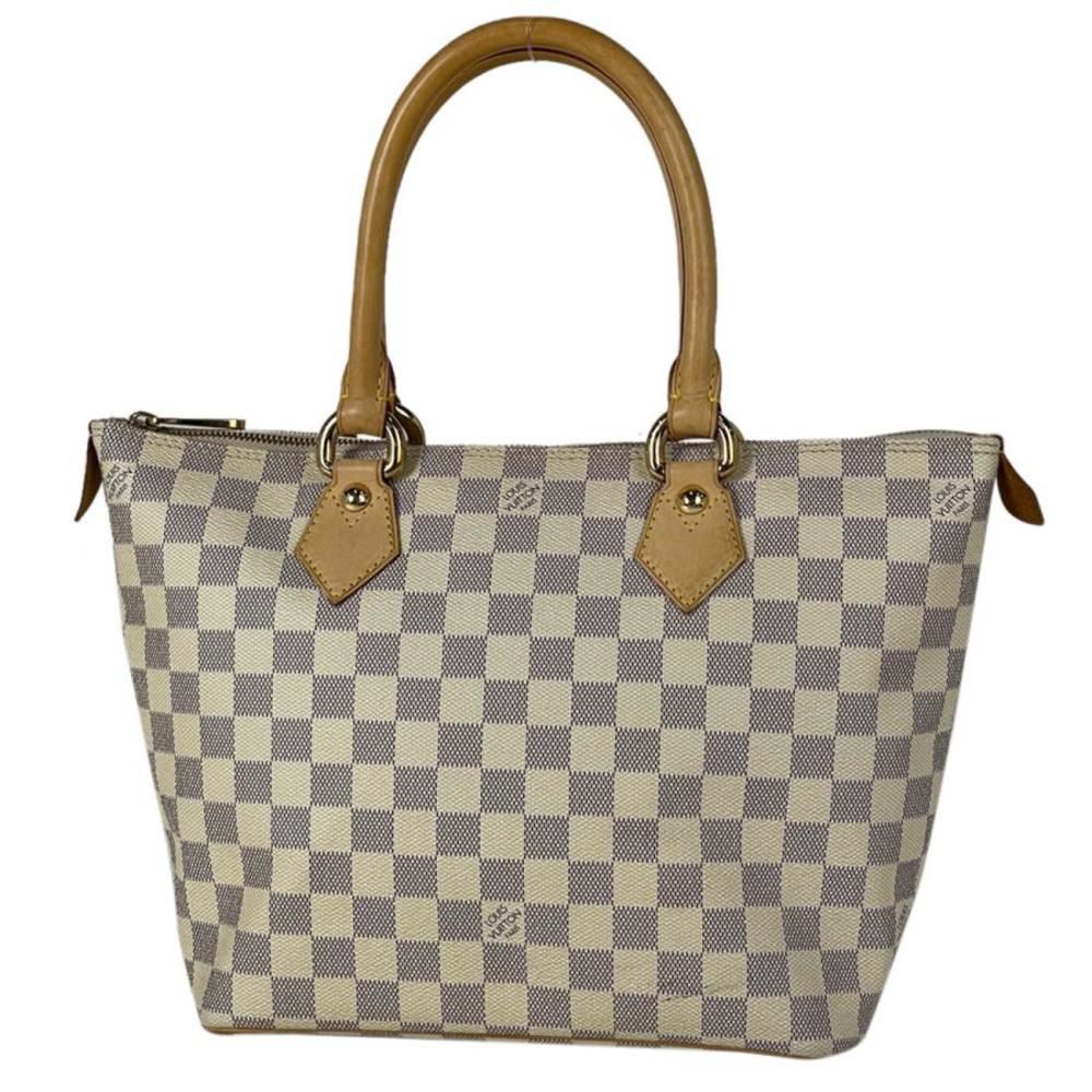 Louis Vuitton Saleya PM Handbag Tote Bag Damier Azur White